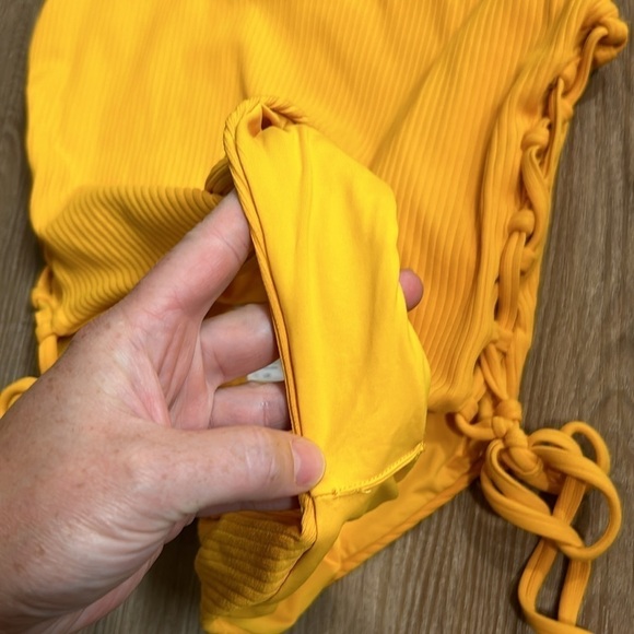 Eberjey Alta Mare Mila One Piece Yellow Swimsuit Gold Fusion Lace Up Sides Large - Picture 7 of 8